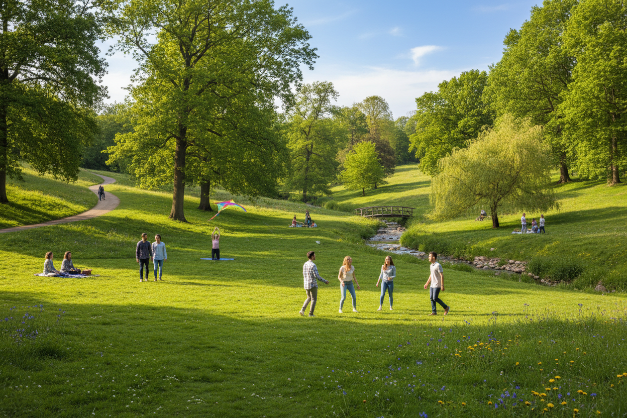 绿色场景有人游玩